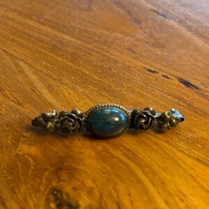 Antique Sterling Germany Brooch Blue Stone